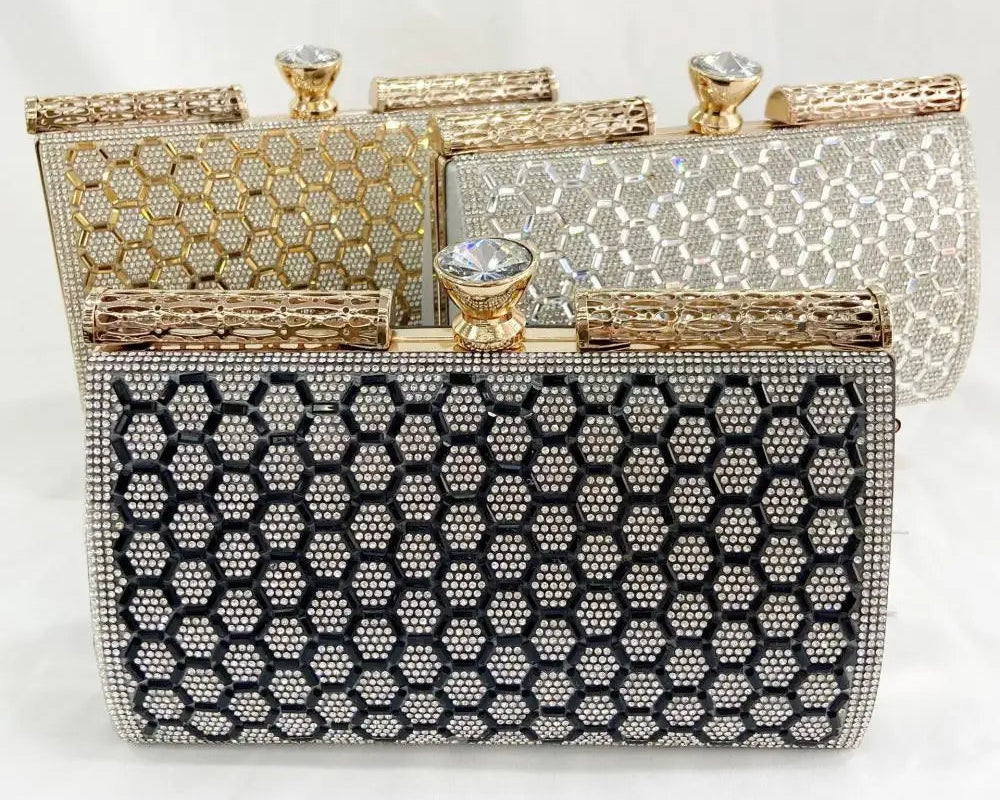 Pochette de soirée de luxe noir or argent