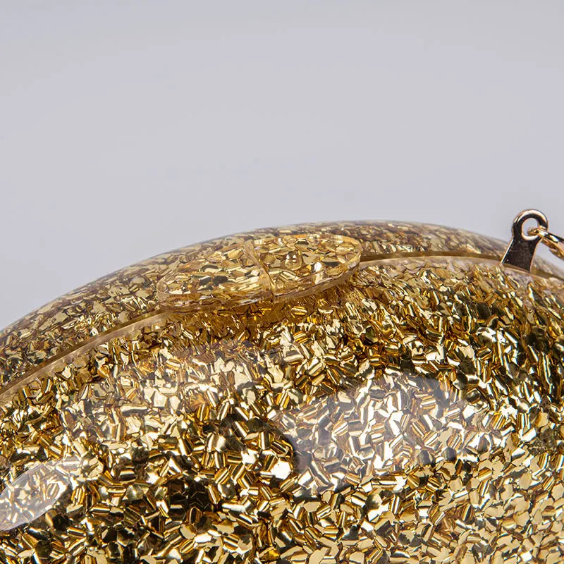 sac à main à paillettes couleur or