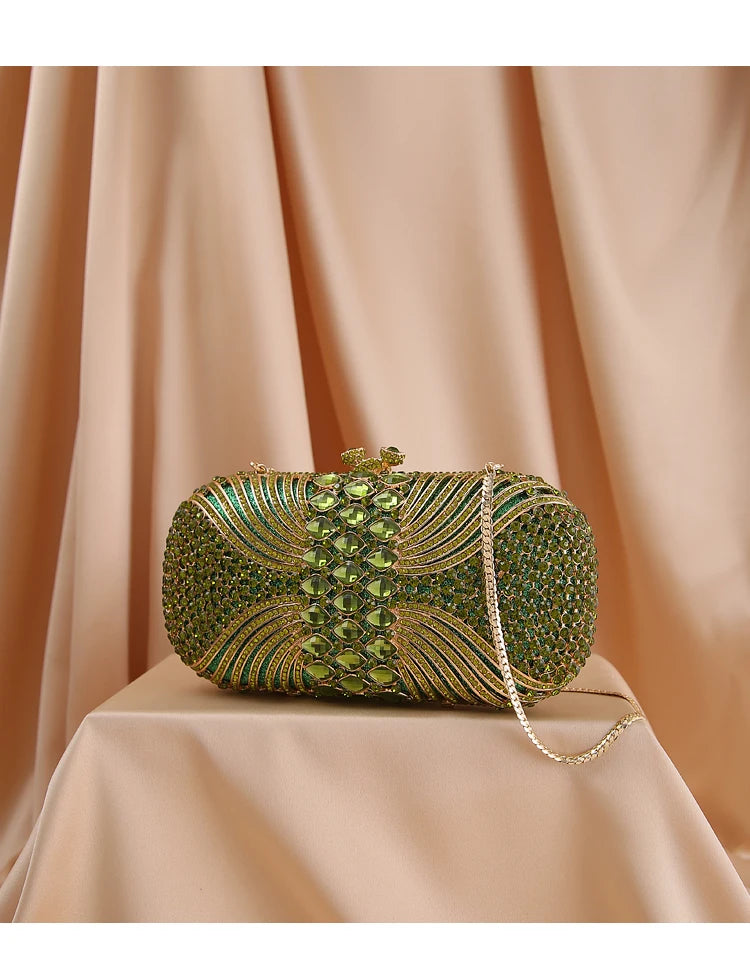 Flaw - Sac de soirée en strass vert creux