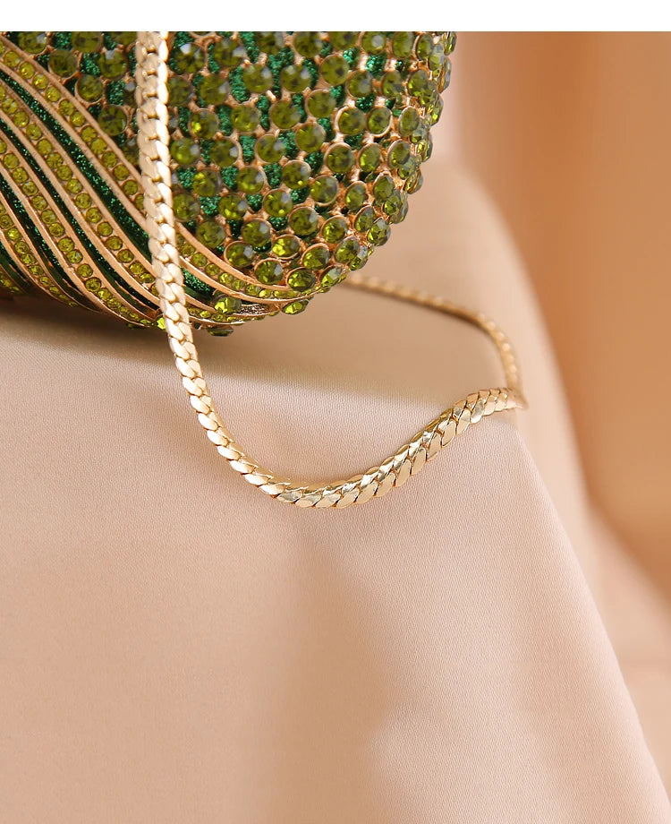 Flaw - Sac de soirée en strass vert creux