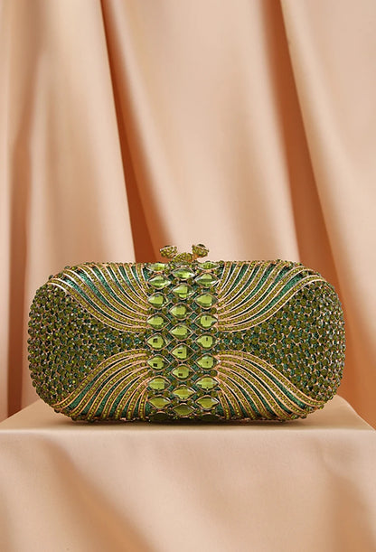 Flaw - Sac de soirée en strass vert creux