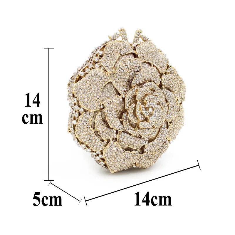 Elegant Flower Wedding Bride Handbag Rhinestone Evening Bag Women Luxury Shiny Party Clutch Purse Designer Diamond Fashion Bags