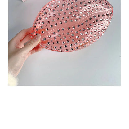 Lip Shape Rhinestones Clutch Bag Clear Acrylic Kiss Purse Luxury Diamond Women Wedding Evening Party Chain Crossbody Handbag