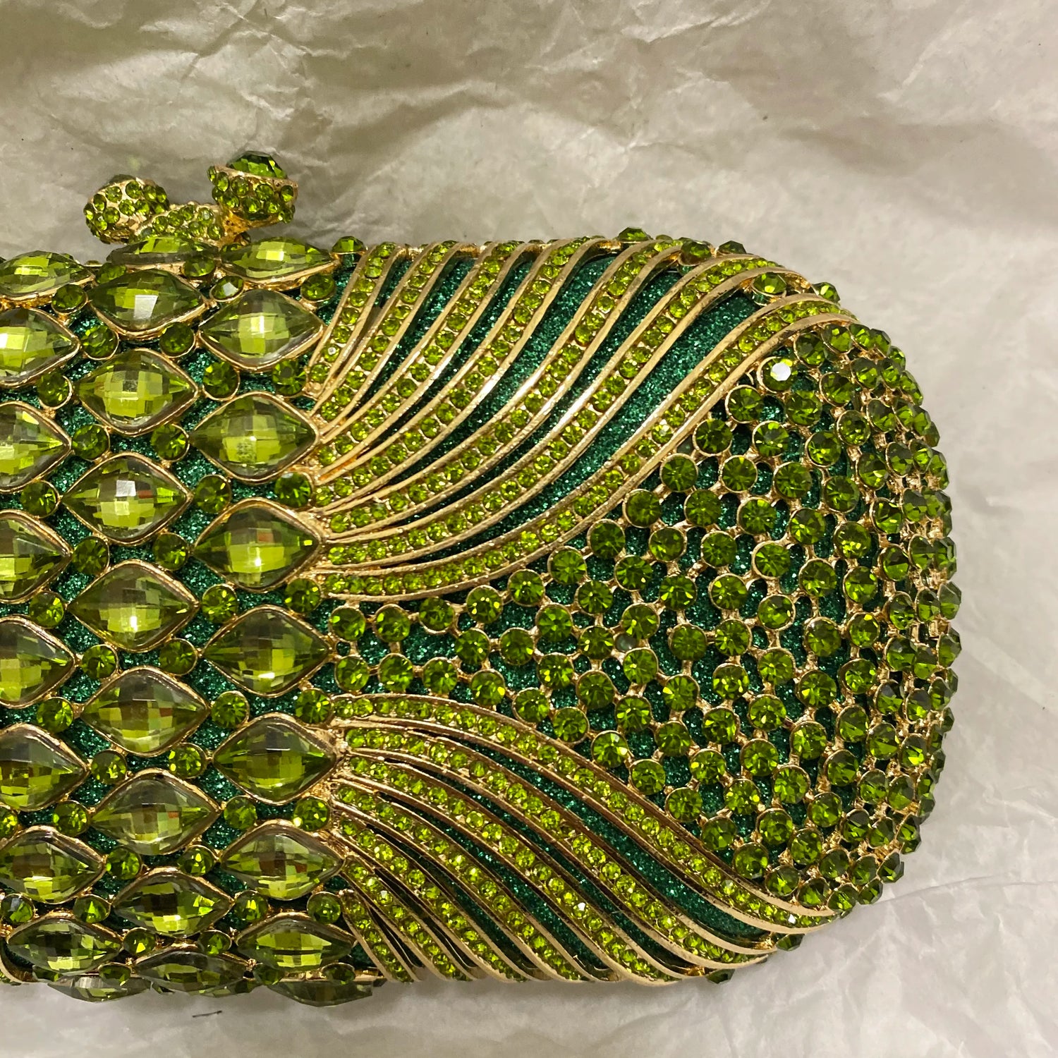 Flaw - Sac de soirée en strass vert creux