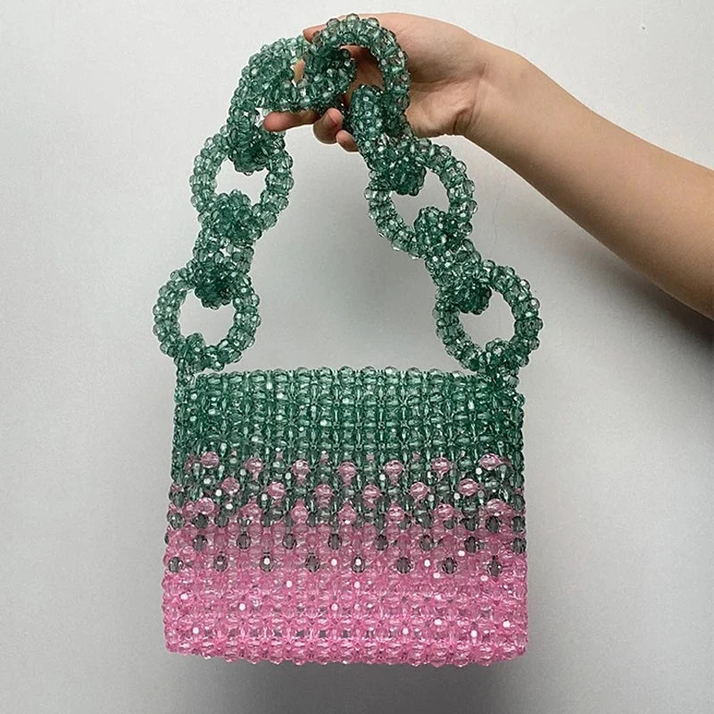 Sac de soirée en acrylique coloré VERT ROSE