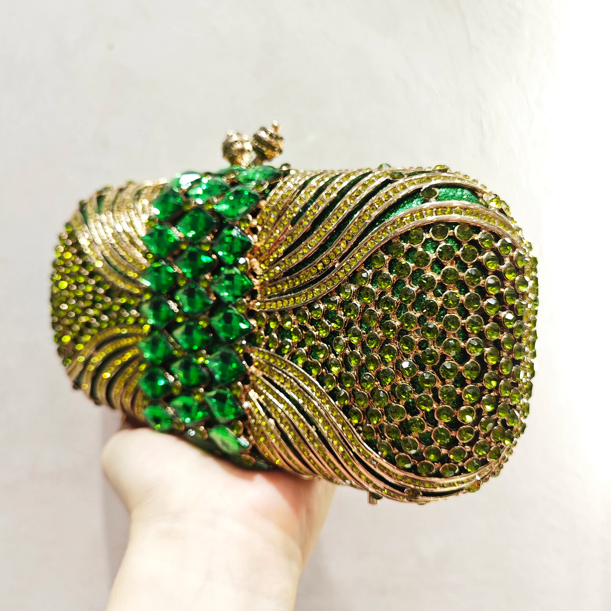 Flaw - Sac de soirée en strass vert creux