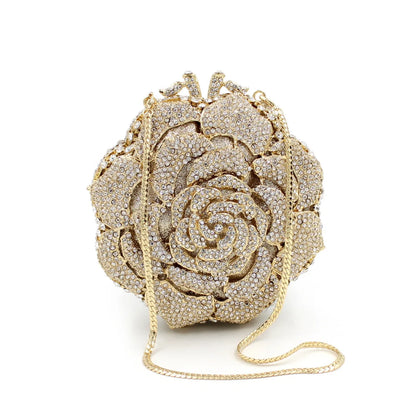 Elegant Flower Wedding Bride Handbag Rhinestone Evening Bag Women Luxury Shiny Party Clutch Purse Designer Diamond Fashion Bags